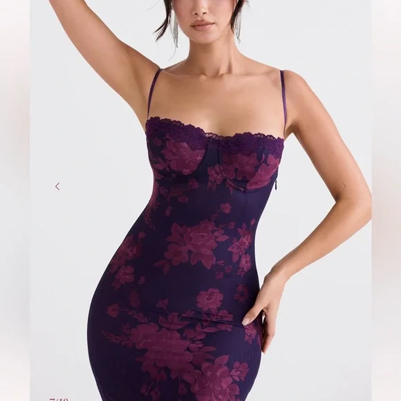 House of CB Aiza Grape Floral Print Maxi Dress - Picture 4 of 13